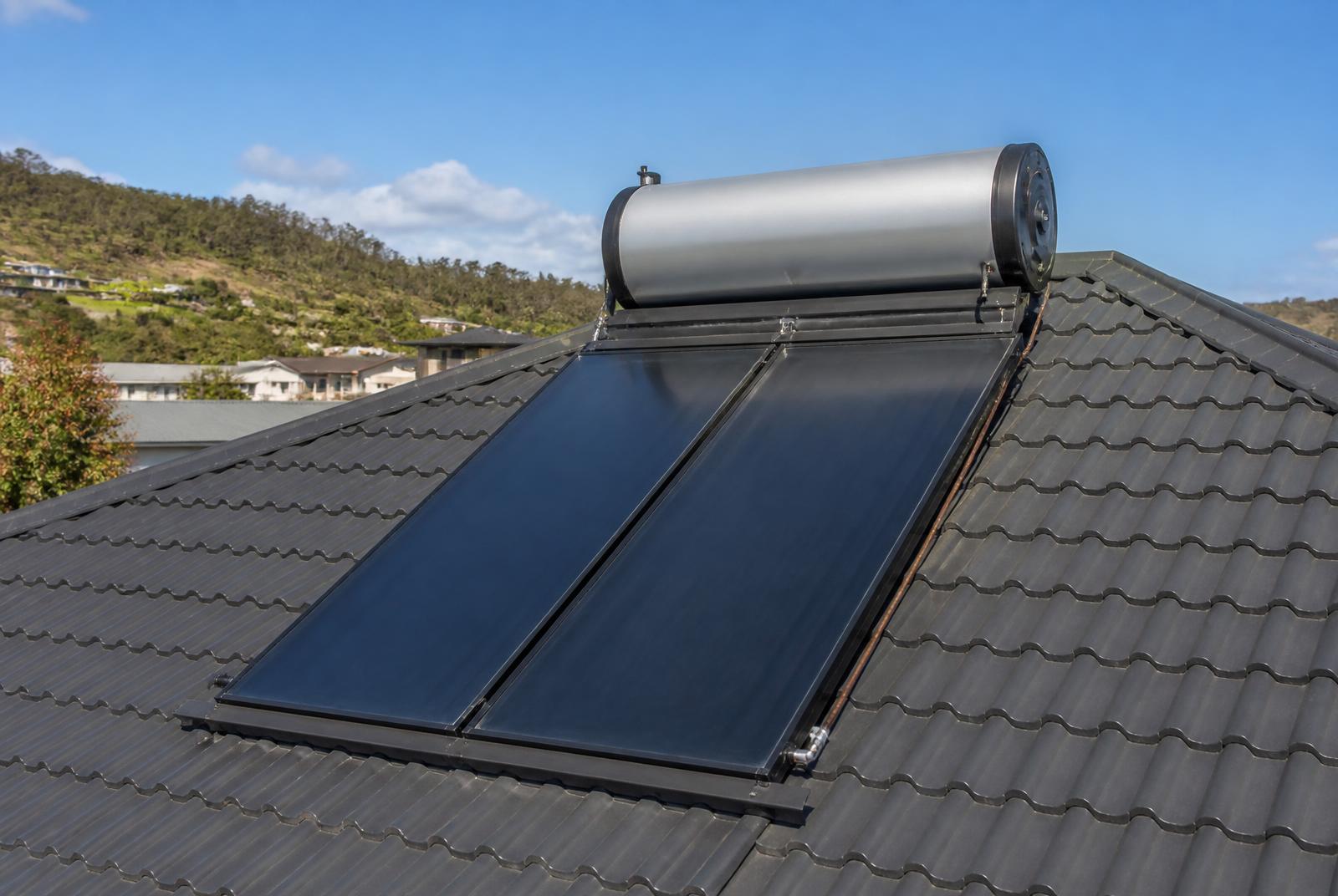 Solar hot water roof collectors installed on a Hawke's Bay home