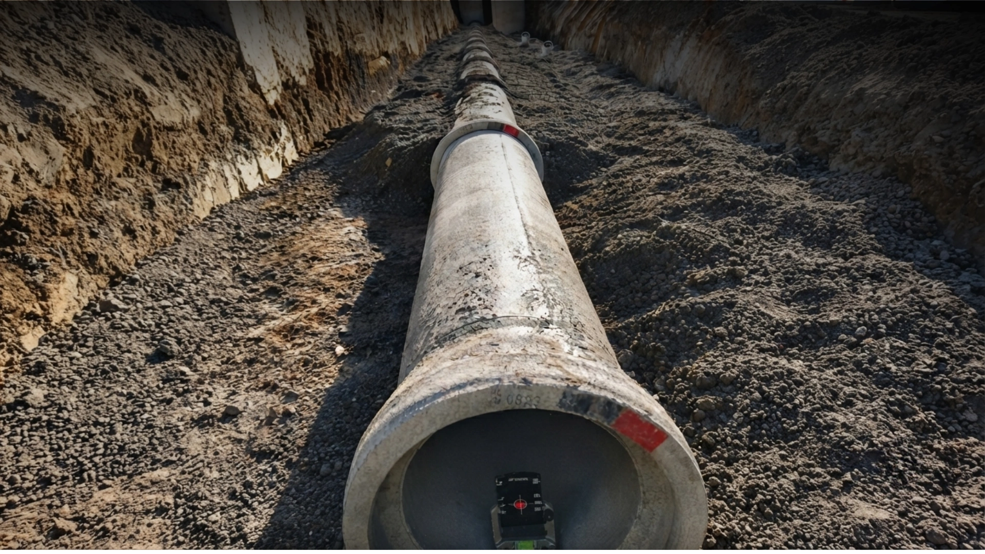 Civil drainage crew and excavator installing large diameter pipe in Hawke's Bay