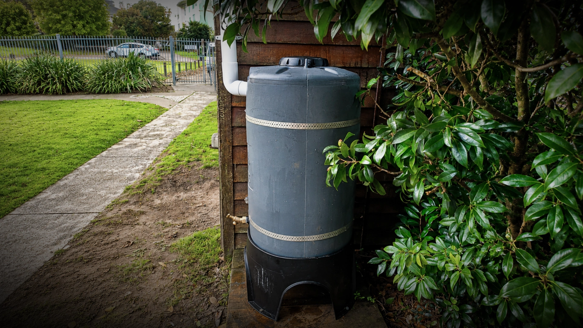 Rainwater tank installed and plumbed to downpipes on a Hawke's Bay lifestyle block