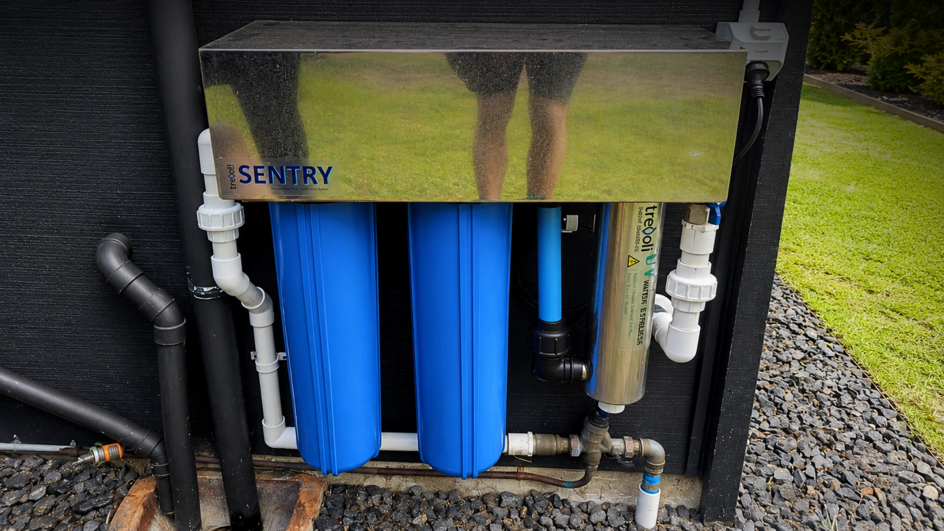 Whole-house water filtration system installed on a Hawke's Bay water supply